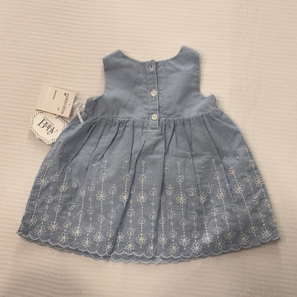 Nordstrom Baby Blue Gingham Eyelet Dress Bloomers 2 Piece Set 3 Months, New - Picture 3 of 8
